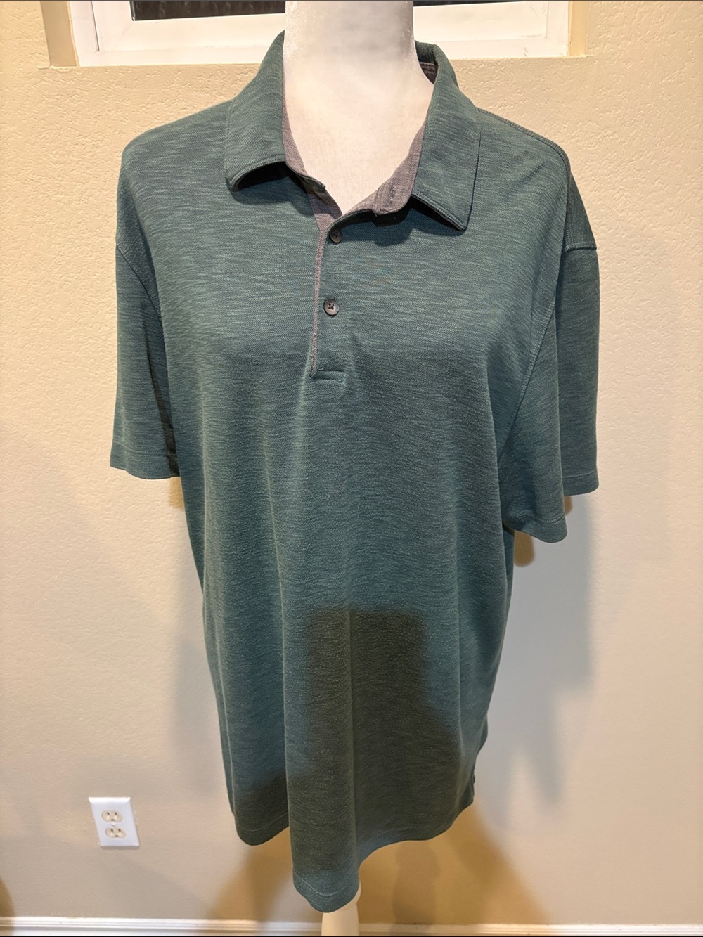 Van Heusen Men's Heathered Teal Polo-Size XL